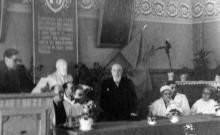 Празднование 75-летия В.П. Филатова в актовом зале института, 1950 г.