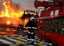 Пожар в ресторане «Хуторок». Фото пресс-службы ГУ ГСЧС Украины в Одесской области. 24 июля 2017 г.