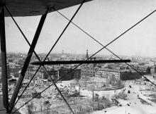 Одесса. Вид на разрушенный вокзал с самолета. Фото 1944 г.