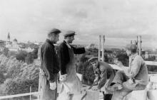 На строительстве здания Одесского вокзала. 1951 г.