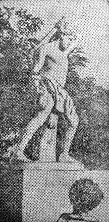 Скульптура «Геркулес» в сквере им. 9 января. Фото Г. Овчаренко в газете «Чорноморська комуна», 1935 г.