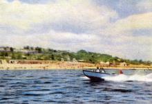 Пляж. Фотография в буклете «Одесский морской порт. Пригородные морские пассажирские линии». 1962 г.