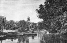 Городской парк на Хаджибейском лимане. Домик над прудом. Гравюра в книге «Одесса, как лечебный центр». 1896 г.