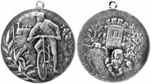 Жетон Одесского общества велосипедистов-любителей. На об. ст. выгравировано: «О.О.В.Л. В.А. Трофименко. II приз. Гандикап. 1 авг. 1893 г.»