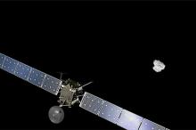 : spacecraft: ESA / ATG medialab; omet image: ESA / Rosetta / NAVCAM