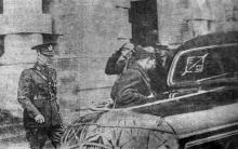 Одесса. Руководитель Румынии, маршал Ион Антонеску на железнодорожном вокзале 2 апреля 1942 года.  «Одесская газета», 5 апреля 1942 г.