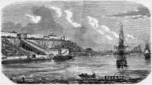 Вид Одессы с моря. Рисунок в газете. 1854 г.