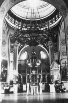 Внутренний вид храма Семинарии в здании на ул. Чижикова. 1957 г.