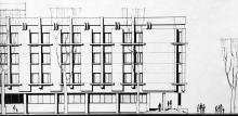 Проект фасада достроенной части здания школы № 117 по ул. Ленина, 18. Архитектор Н.И. Рябой