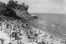 Одесса. Аркадия. Пляж. Фото Б. Левита. Почтовая карточка. 1939 г.