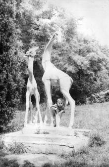 Одесский зоопарк, скульптура жирафов. 1978 г.