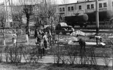 88+ Cубботник по закладке фундамента для обелиска погибшим работникам депо в Великую Отечесенную войну, 21 апреля 1973 года