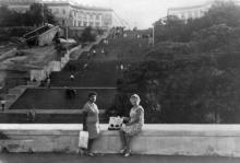 Потемкинская лестница, начало строительства эскалатора. Одесса, 1969 г.