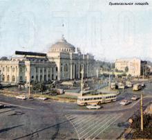Одесса. Привокзальная площадь. Фотография в схеме пассажирского транспорта. 1983 г.